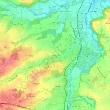 Ulrichsbergの地形図、標高、地勢