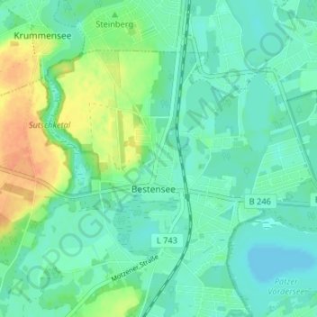 Groß Bestenの地形図、標高、地勢