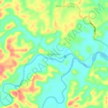 Tagabaseの地形図、標高、地勢