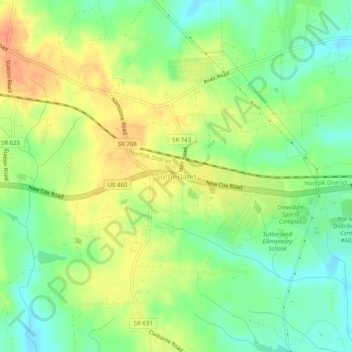 Sutherlandの地形図、標高、地勢
