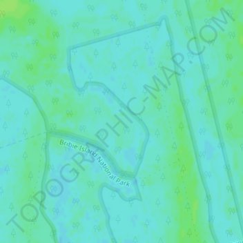 Bribie Islandの地形図、標高、地勢