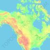 North Americaの地形図、標高、地勢