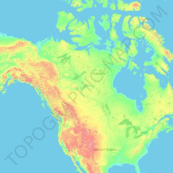 North Americaの地形図、標高、地勢