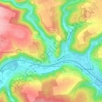 Herrlingenの地形図、標高、地勢