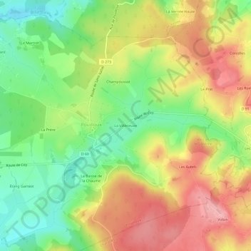 La Villeneuveの地形図、標高、地勢