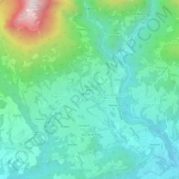 Sogneの地形図、標高、地勢