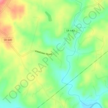 Viewtownの地形図、標高、地勢