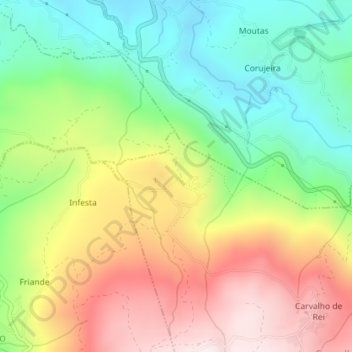 Senhora do Casteloの地形図、標高、地勢