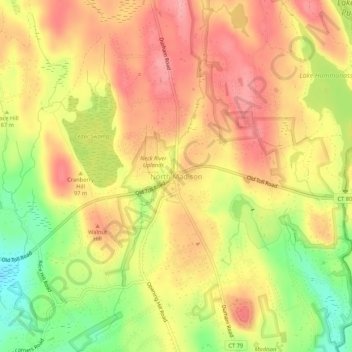 North Madisonの地形図、標高、地勢