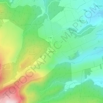 Pessadeの地形図、標高、地勢