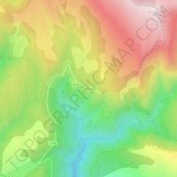 Peyresqの地形図、標高、地勢