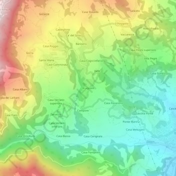 Brugnoniの地形図、標高、地勢