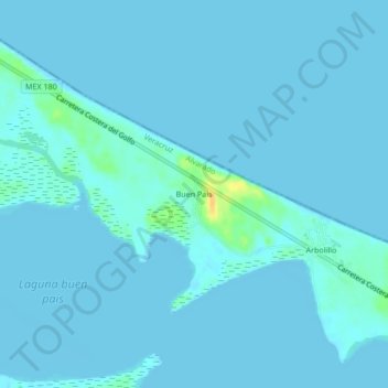 Buen Paísの地形図、標高、地勢