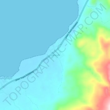 Uekuliの地形図、標高、地勢