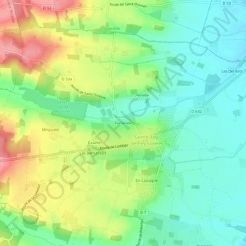 Ferrendeの地形図、標高、地勢