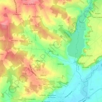 Serresの地形図、標高、地勢