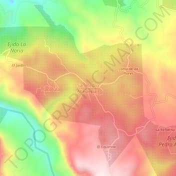 San Pedro Altepepanの地形図、標高、地勢