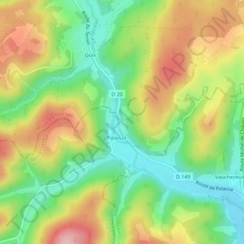 Palaizotの地形図、標高、地勢