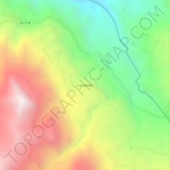 La Unionの地形図、標高、地勢