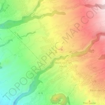 Bériveの地形図、標高、地勢