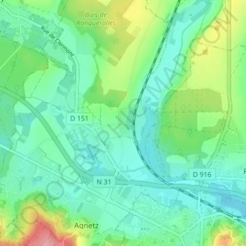 Saint-Remy-l'Abbayeの地形図、標高、地勢