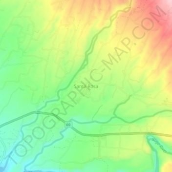 Santa Rosaの地形図、標高、地勢