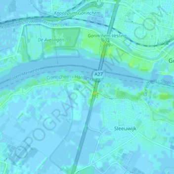 Kerkeindeの地形図、標高、地勢