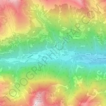 Pialpettaの地形図、標高、地勢