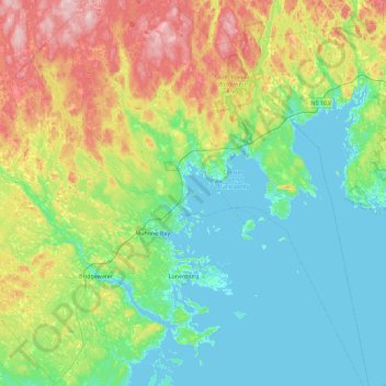 Oak Islandの地形図、標高、地勢