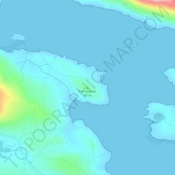Derrylahanの地形図、標高、地勢