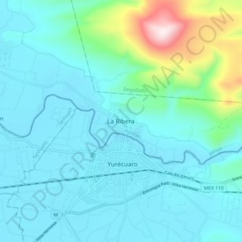 La Riberaの地形図、標高、地勢