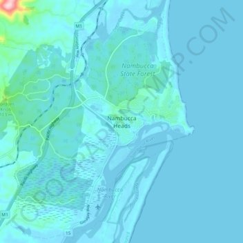 Nambucca Headsの地形図、標高、地勢
