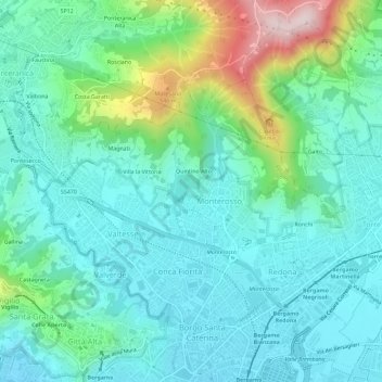 Quintino Bassoの地形図、標高、地勢