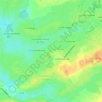 Le Four à Chauxの地形図、標高、地勢