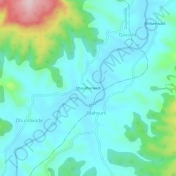 Chaudharwadiの地形図、標高、地勢