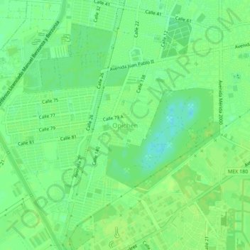Opichénの地形図、標高、地勢