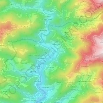 Ployeの地形図、標高、地勢