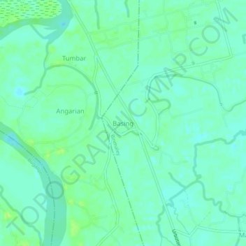 Basingの地形図、標高、地勢