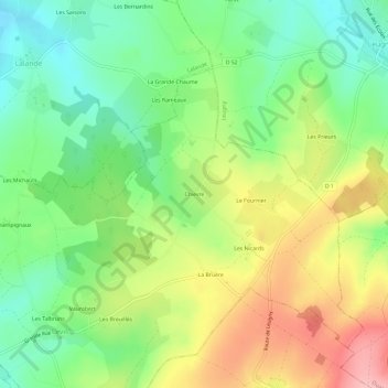 Chievreの地形図、標高、地勢