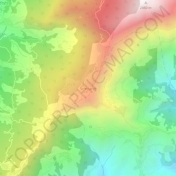 Simjungの地形図、標高、地勢