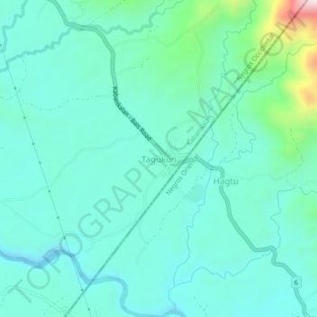 Tagukonの地形図、標高、地勢