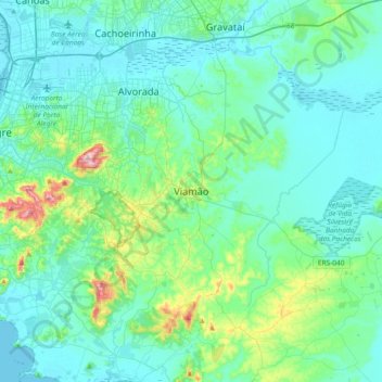 Viamãoの地形図、標高、地勢