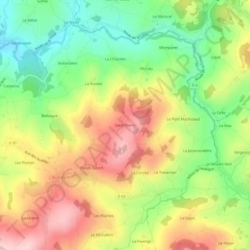 Saint-Pierreの地形図、標高、地勢