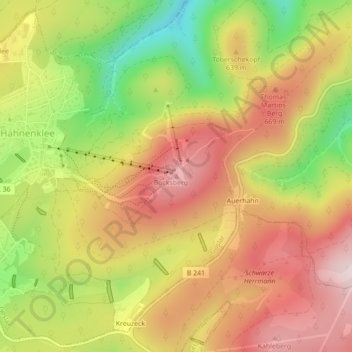 Bocksbergの地形図、標高、地勢
