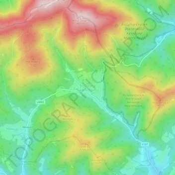 St. Corona am Schöpflの地形図、標高、地勢