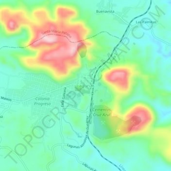 Lagunasの地形図、標高、地勢