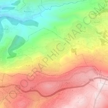 Qoubbeiaaの地形図、標高、地勢