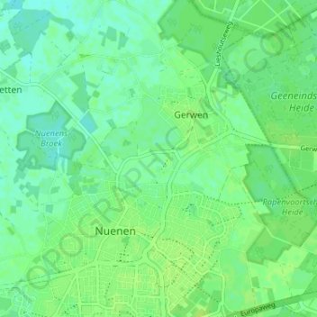 Langlaarの地形図、標高、地勢