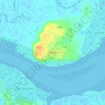 Hartyの地形図、標高、地勢