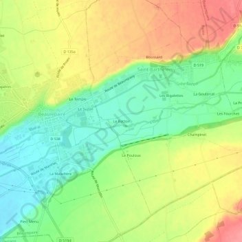 Le Battoirの地形図、標高、地勢